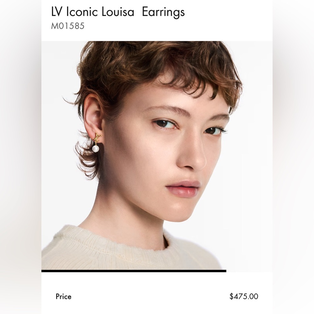 ⭐️SALE!!⭐️❤️ NEW LV LOUIS VUITTON ICONIC LOUISA PEARL EARRINGS COMPLETE SET ❤️ - Picture 9 of 9